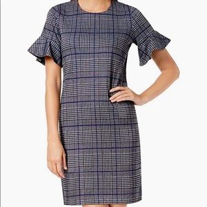Calvin Klein Plaid Bell-Sleeve Dress